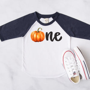 "One Pumpkin" Fall-Themed Personalized 1st Birthday Raglan