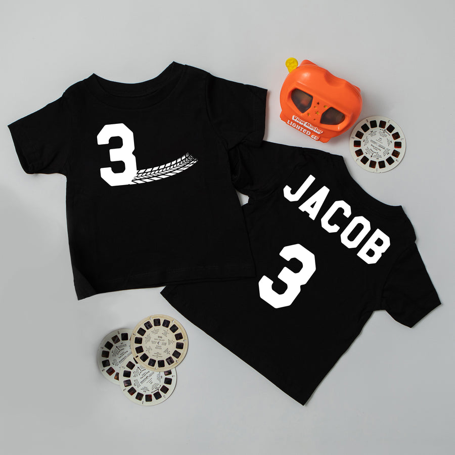 3 Racecar Themed 3rd Birthday Personalized T-shirt