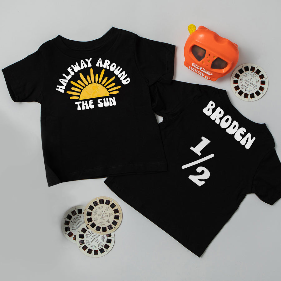 "Halfway Around the Sun" Personalized 1/2 Birthday Outfit T-shirt/Bodysuit