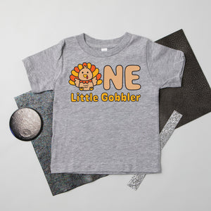One Little Gobbler Fall-themed Personalized 1st Birthday T-shirt/Bodysuit
