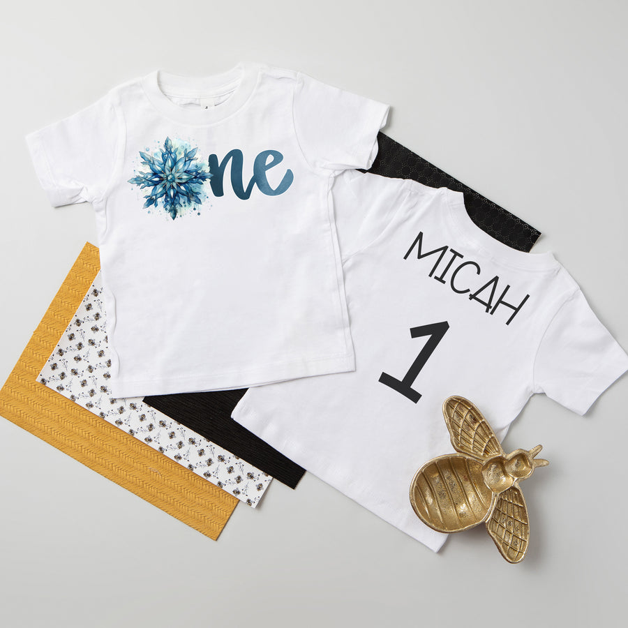 "One Snowflake" Personalized First Birthday Outfit T-shirt/Bodysuit