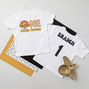 One Little Turkey Personalized 1st Birthday T-shirt/Bodysuit