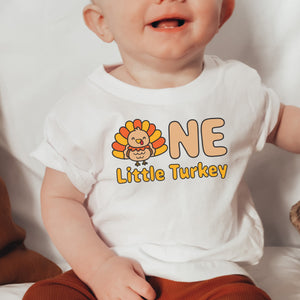 One Little Turkey Personalized 1st Birthday T-shirt/Bodysuit