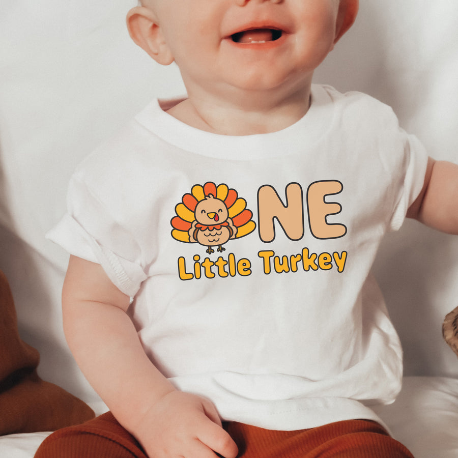 One Little Turkey Personalized 1st Birthday T-shirt/Bodysuit