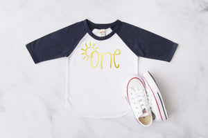 Sun "ONE" Summer-themed Personalized 1st Birthday Raglan