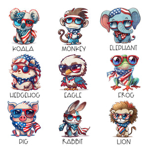 Patriotic Animals, 4th of July Kids T-shirts