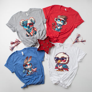 Patriotic Animals, 4th of July Kids T-shirts