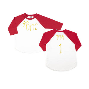 Sun "ONE" Summer-themed Personalized 1st Birthday Raglan