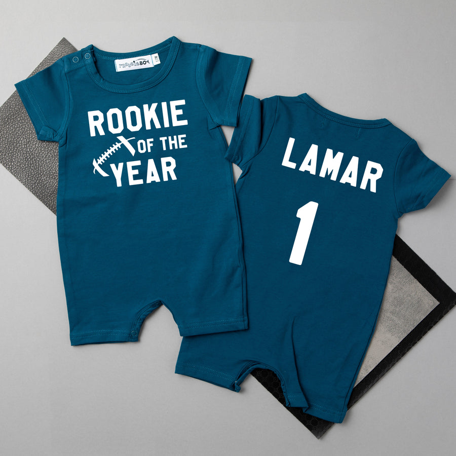 "Rookie of the Year" Football Slim Fit Shorts 1st Birthday Romper