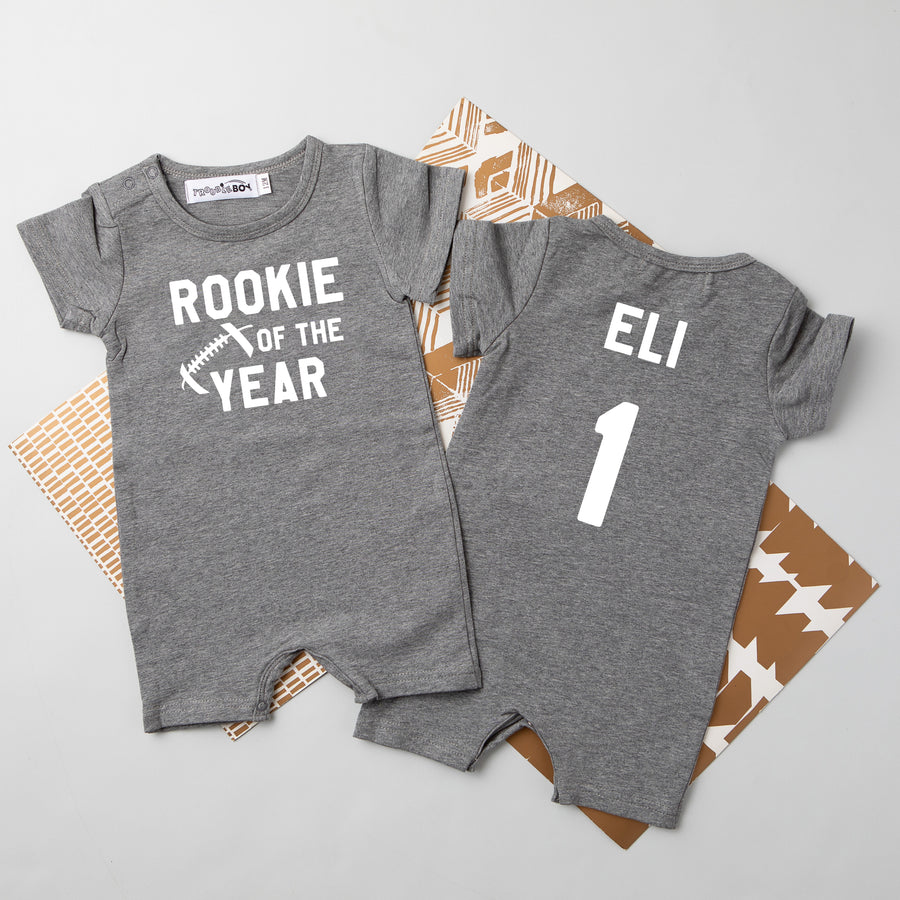 "Rookie of the Year" Football Slim Fit Shorts 1st Birthday Romper