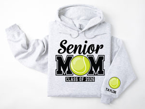 Senior Mom Personalized Class of 2026 Tennis Hoodie Sweatshirt