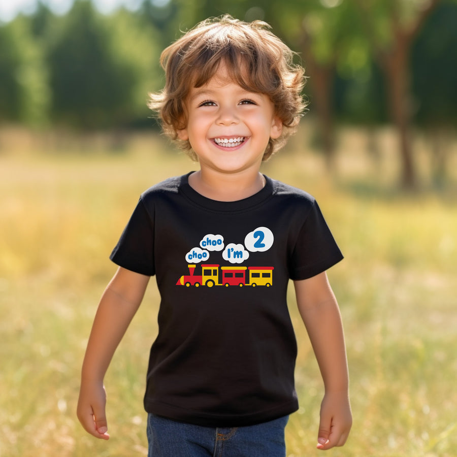 Choo Choo I'm 2 Slim Fit Personalized 2nd Birthday T-shirt