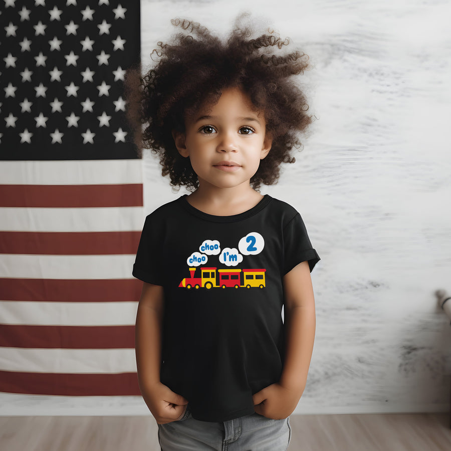 Choo Choo I'm 2 Slim Fit Personalized 2nd Birthday T-shirt