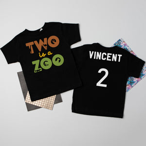 "Two is a Zoo" 2nd Birthday Personalized T-shirt