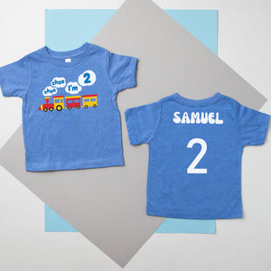 Choo Choo I'm 2 Slim Fit Personalized 2nd Birthday T-shirt