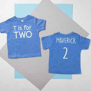 "T is for Two" 2nd Birthday Personalized T-shirt