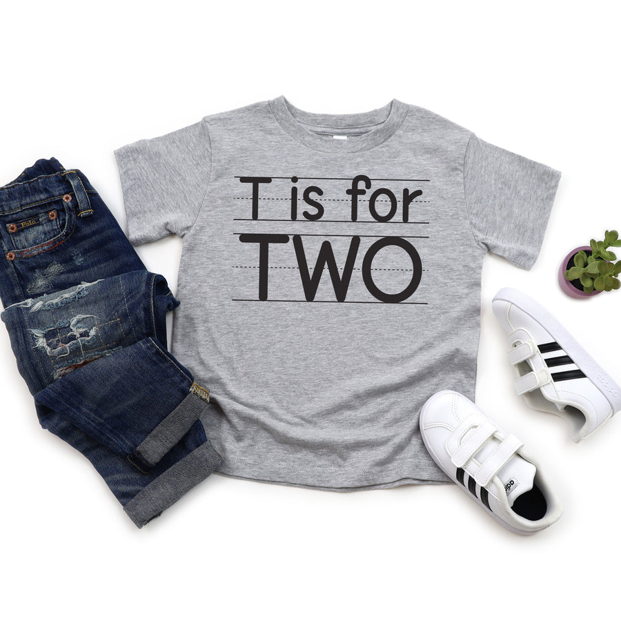 "T is for Two" 2nd Birthday Personalized T-shirt