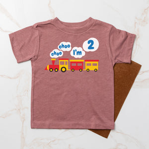 Choo Choo I'm 2 Slim Fit Personalized 2nd Birthday T-shirt