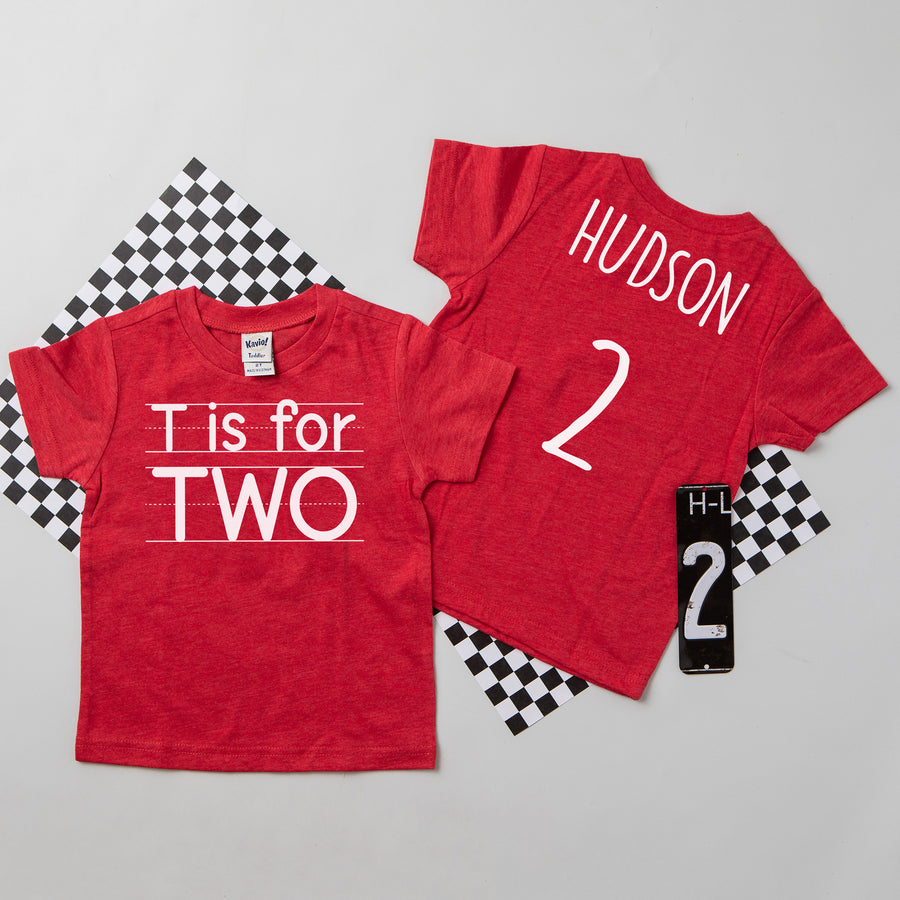 "T is for Two" 2nd Birthday Personalized T-shirt