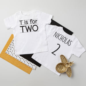 "T is for Two" 2nd Birthday Personalized T-shirt