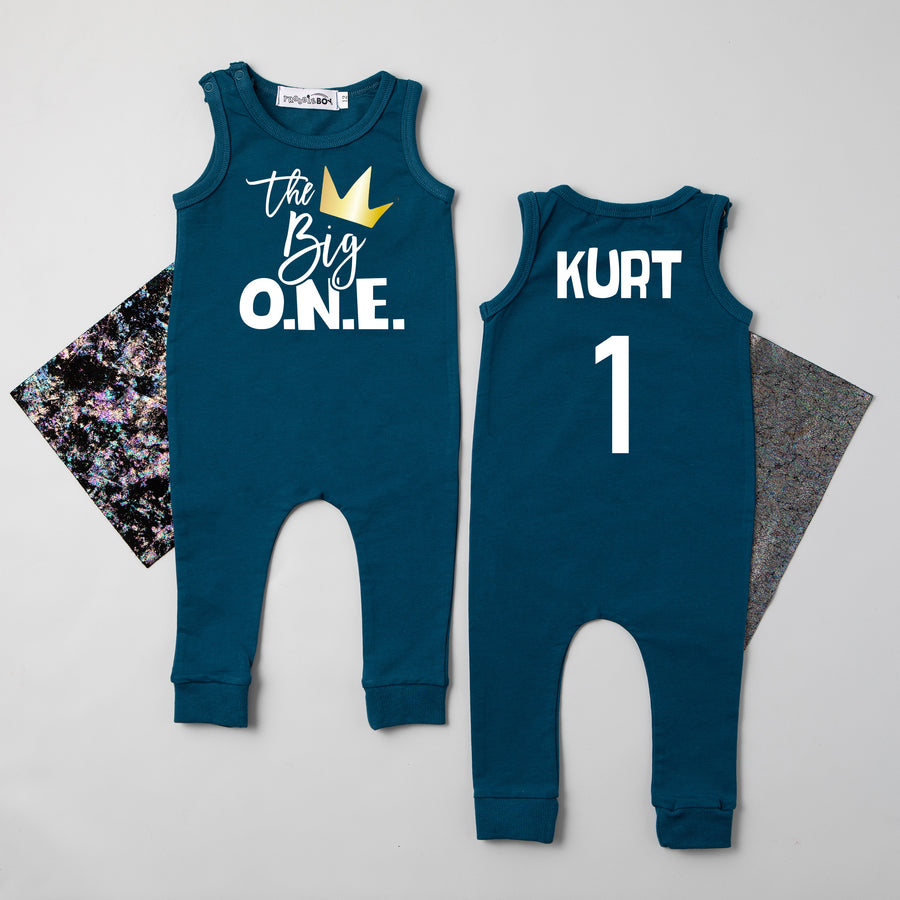 "The Big ONE Crown" Personalized Hip Hop Themed Sleeveless 1st Birthday Outfit