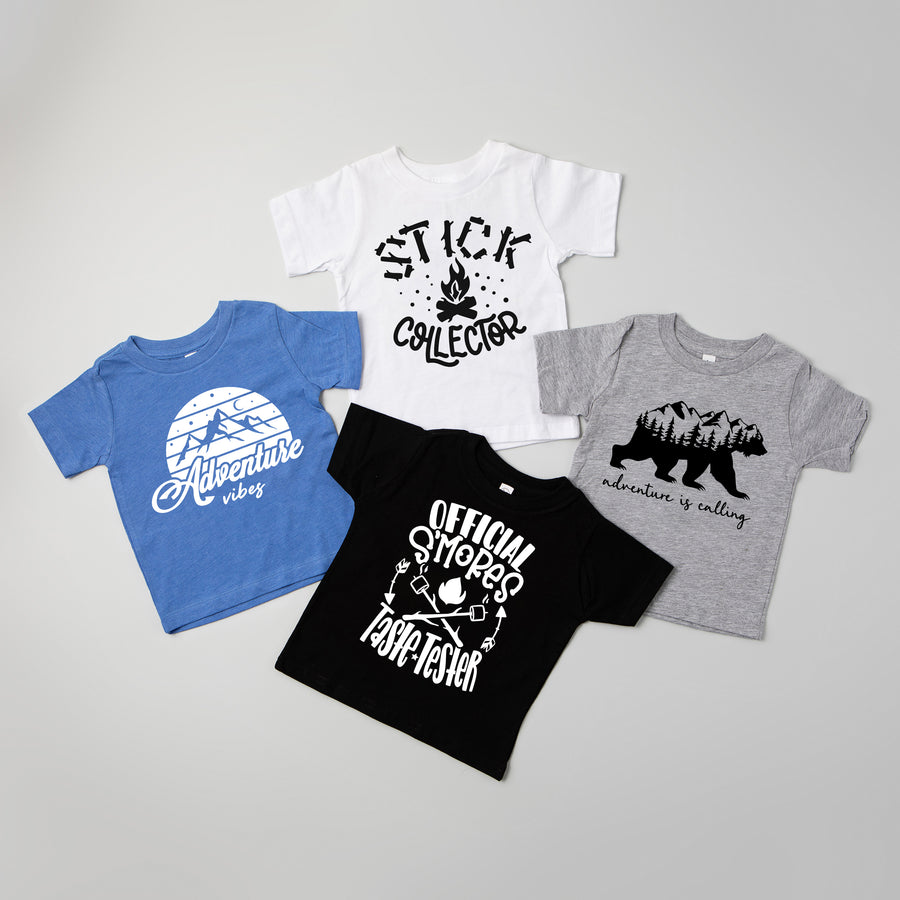 "STICK COLLECTOR" Kids Camping-Themed T-shirts