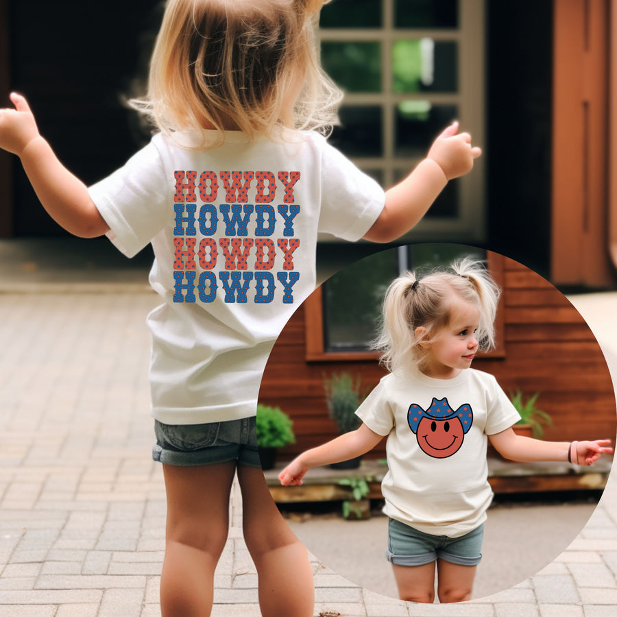 Western Themed 4th of July Howdy T-Shirt With Front & Back