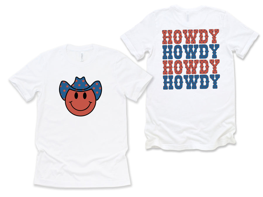 Western Themed 4th of July Howdy T-Shirt With Front & Back