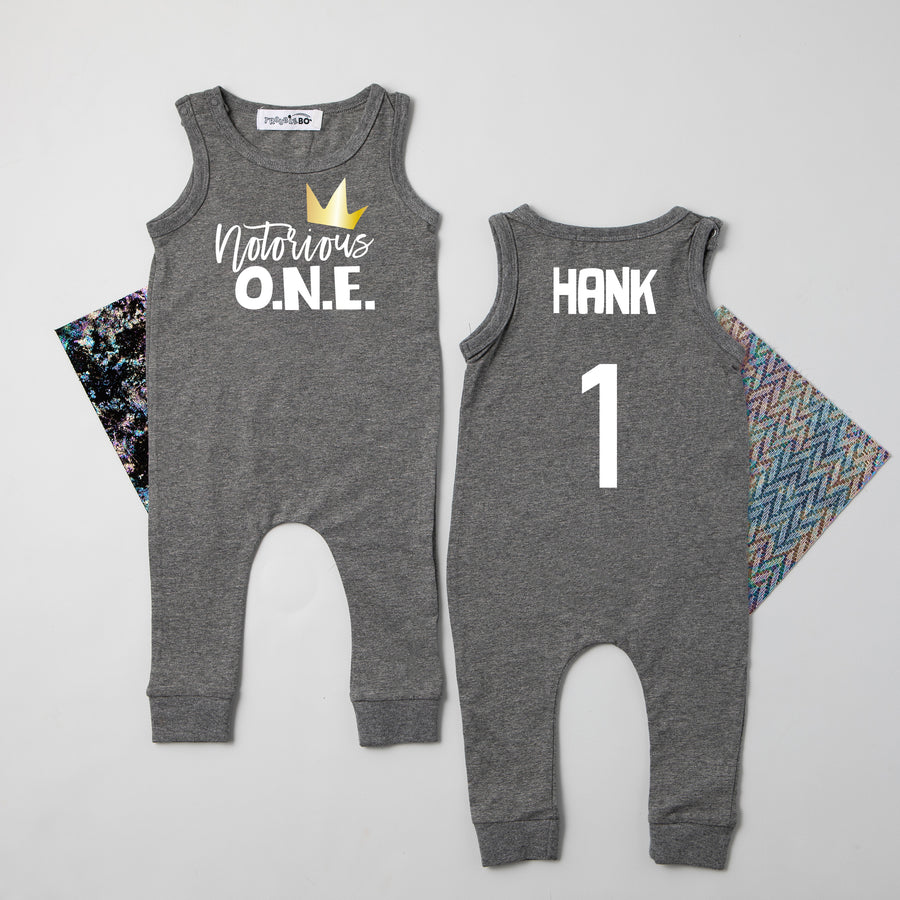 Notorious One Sleeveless Personalized First Birthday Romper