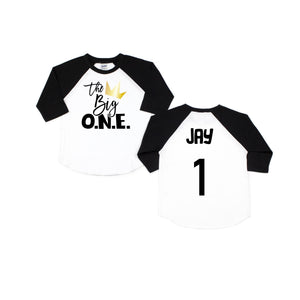 "The Big One Crown" Crown Personalized 1st Birthday Raglan