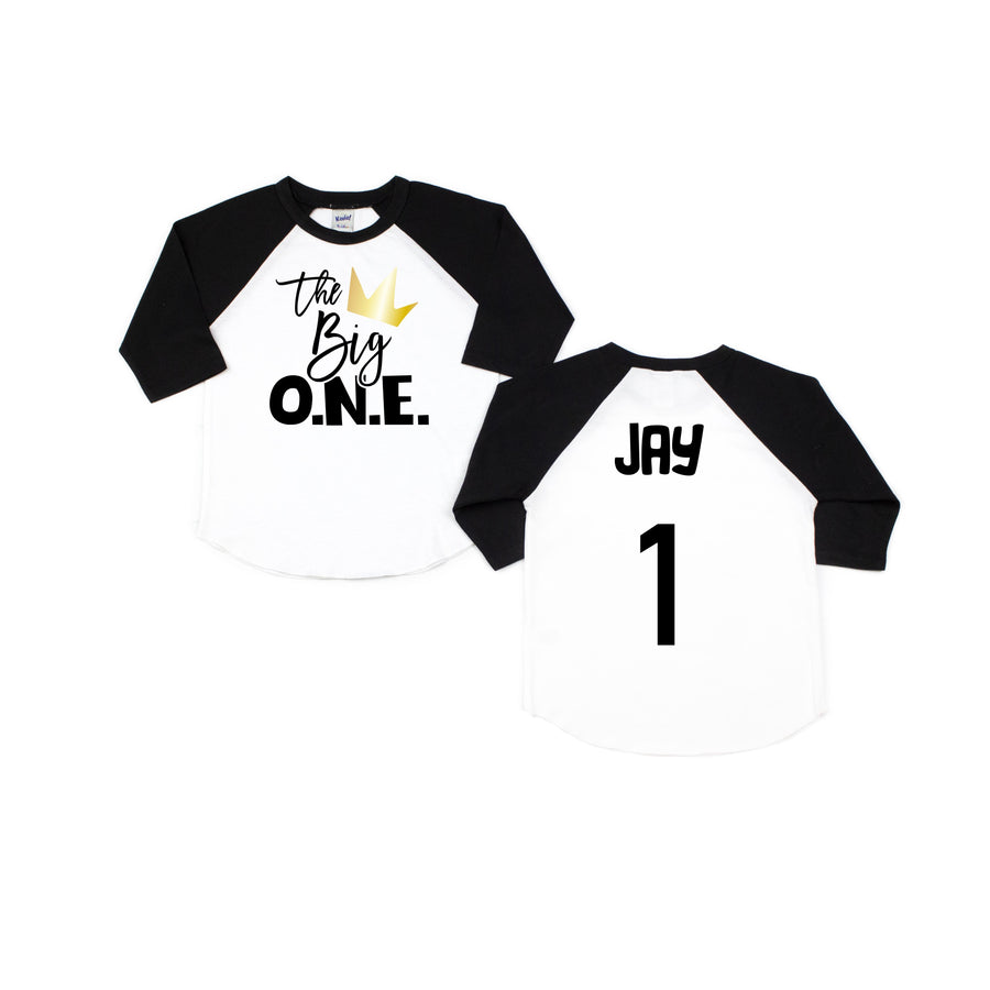 "The Big One Crown" Crown Personalized 1st Birthday Raglan
