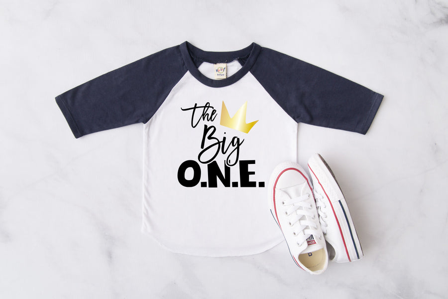 "The Big One Crown" Crown Personalized 1st Birthday Raglan
