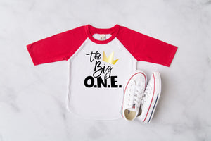"The Big One Crown" Crown Personalized 1st Birthday Raglan