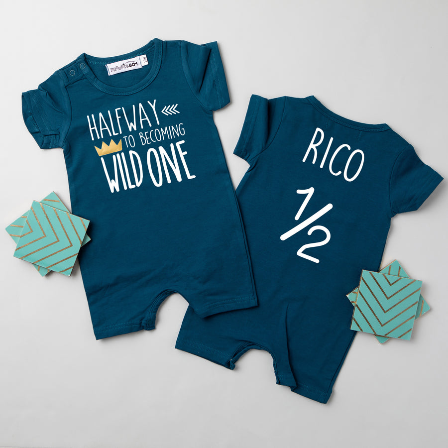 Shorts "Halfway to Becoming Wild One" Slim Fit 1/2 Birthday Romper