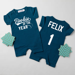 Shorts "Rookie of the Year" Baseball Slim Fit 1st Birthday Romper