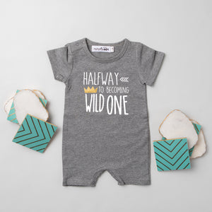 Shorts "Halfway to Becoming Wild One" Slim Fit 1/2 Birthday Romper