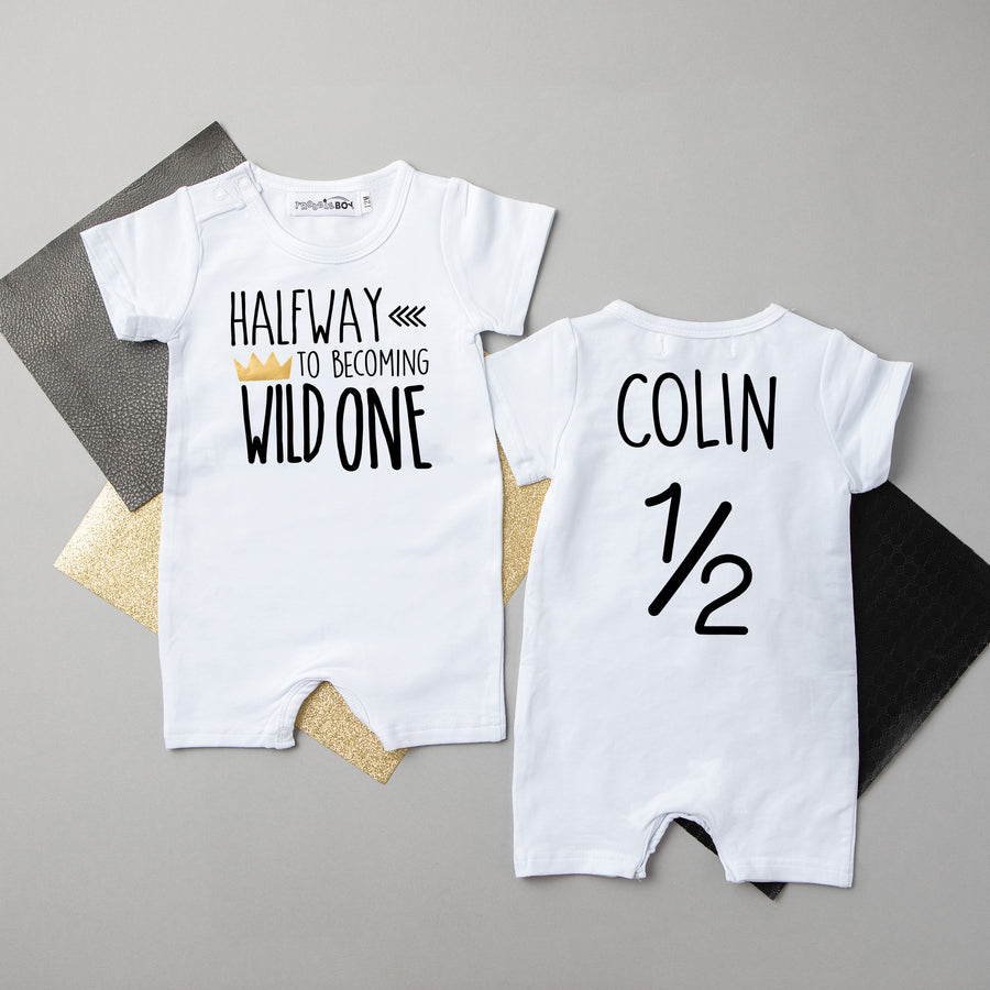 Shorts "Halfway to Becoming Wild One" Slim Fit 1/2 Birthday Romper