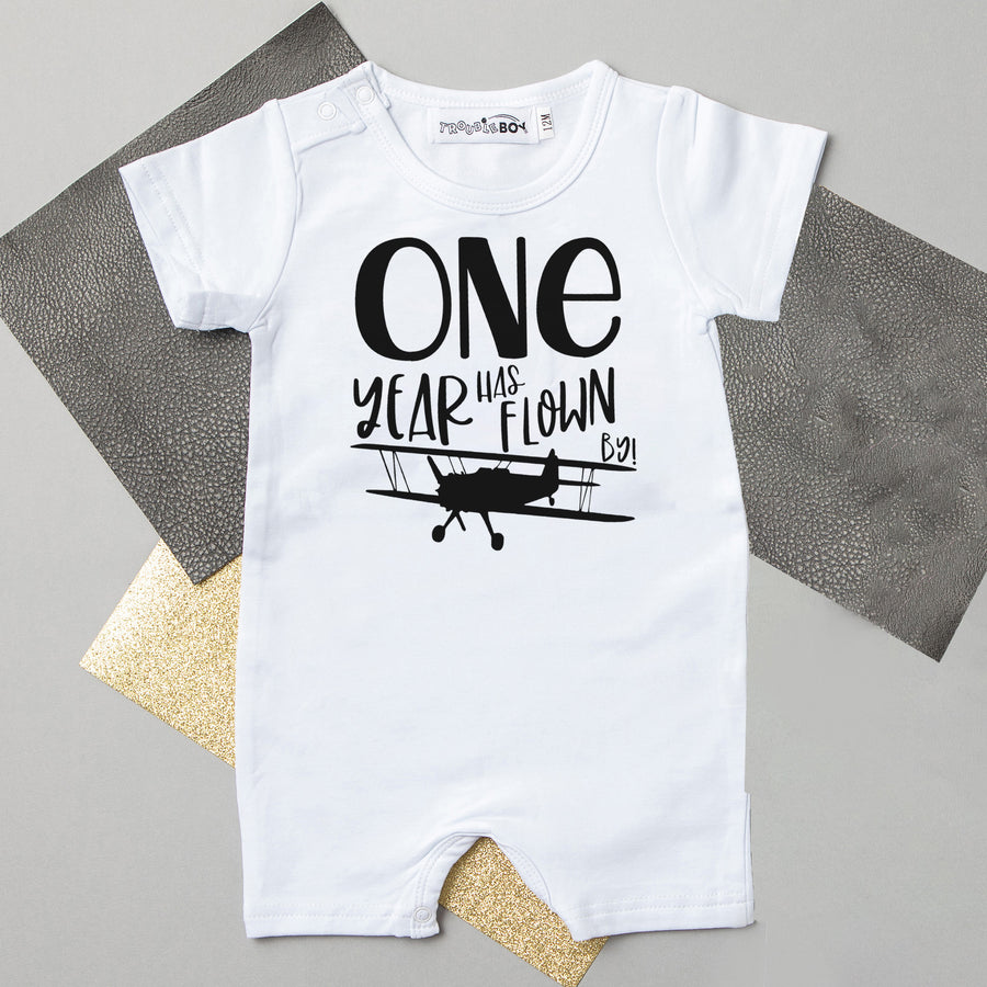 Shorts "One Year Has Flown By" Slim Fit 1st Birthday Romper