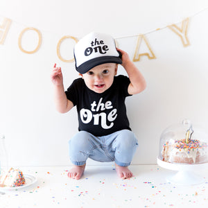 "The One" 1st Birthday Personalized Outfit | Retro T-Shirt & Trucker Hat