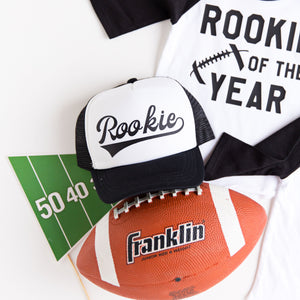 "Rookie of the Year" Football First Birthday Raglan with Hat