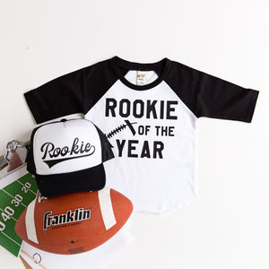 "Rookie of the Year" Football First Birthday Raglan with Hat
