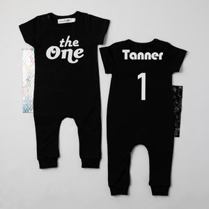 White "The One" Retro Slim Fit 1st Birthday Romper