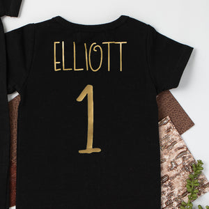 "Wild One" First Birthday Bodysuit/T-Shirt with Gold Writing