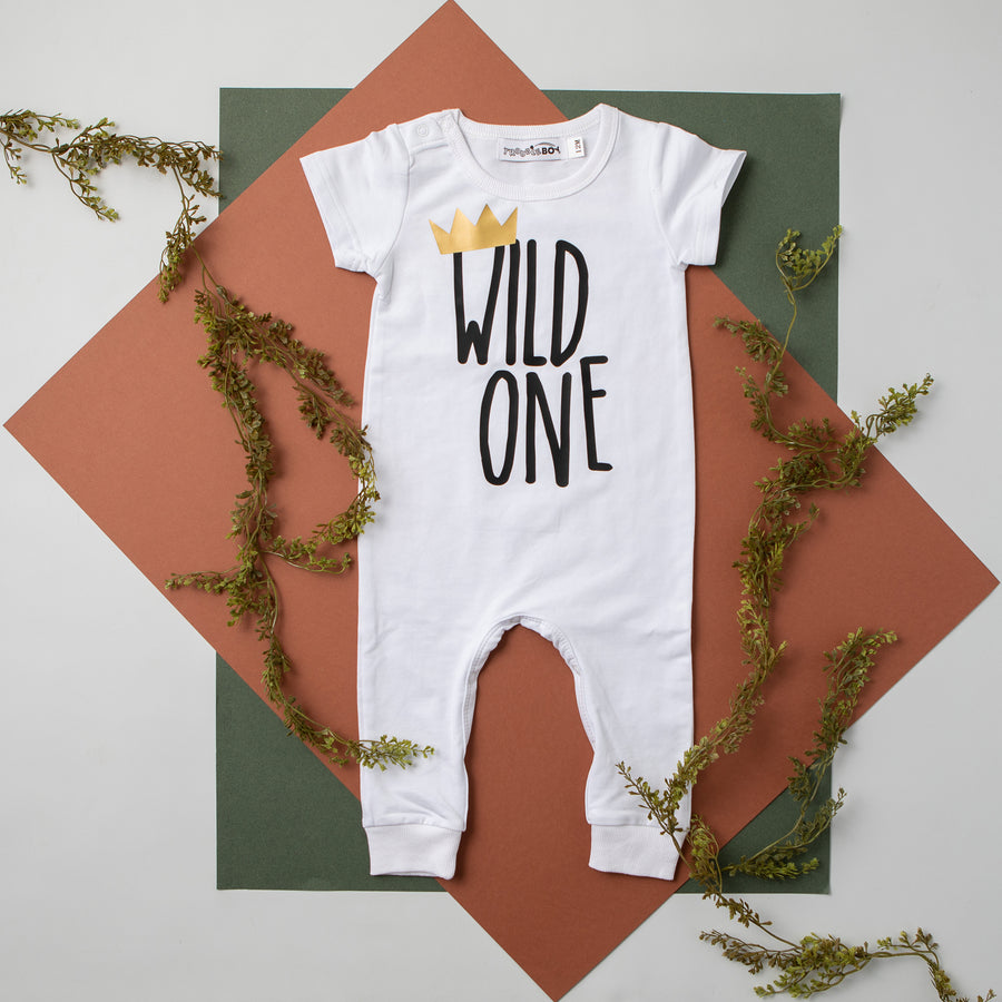 "Wild One" Slim Fit First Birthday Romper