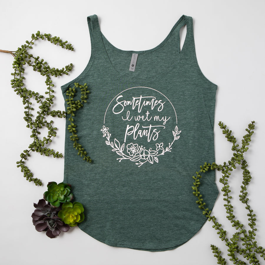 "Sometimes I Wet My Plants" Funny Gardening Tank Top