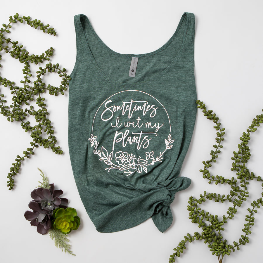 "Sometimes I Wet My Plants" Funny Gardening Tank Top
