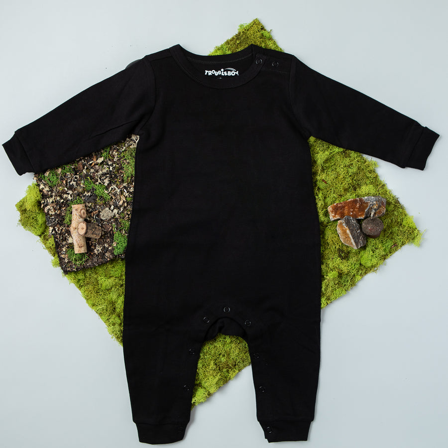 TroubleBoy® Black Long Sleeve Blank Romper