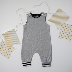 TroubleBoy® Black, Red, or Gray Blank Romper with Striped Cuff