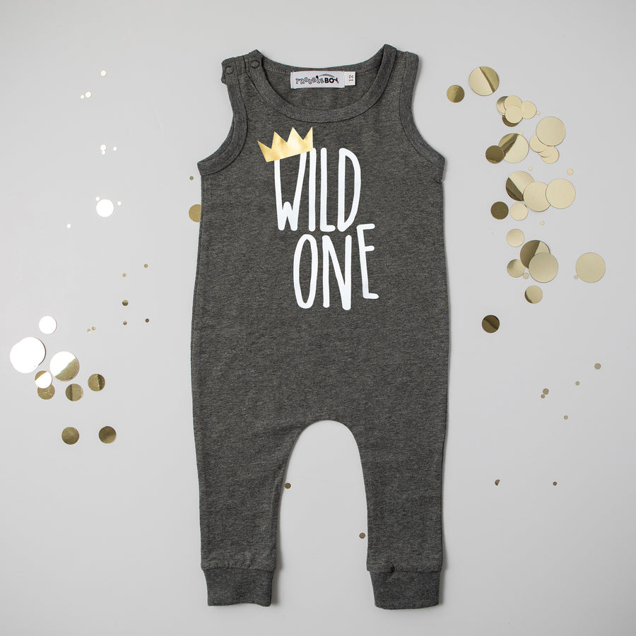 "Wild One" Slim Fit First Birthday Romper