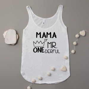 Cut Out Design Mama of Mr. Onederful Woman's Tank Top